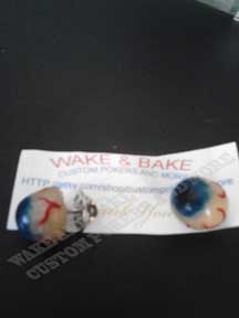 Blue EyeBall Tie Pins, Cuff links, Pair, custompokersandmore