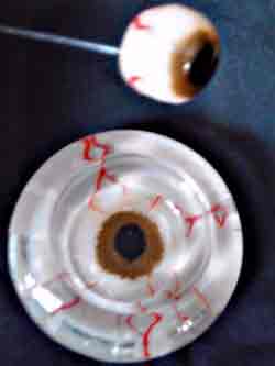 Brown eyeball poker and matching set glass dipper dobber dish bowl, CustomPokersAndMore