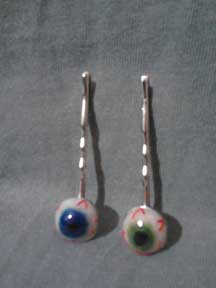 Blue EyeBall Bobby Pins, one of a kind, handmade, custompokersandmore