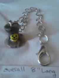 Smiley Face Hatters Hat Chain Lanyard with Lobster Claw Clasp marbled black, One of a Kind, handmade, CustomPokersAndMore