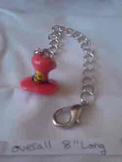 Smiley Face Hatters Hat Chain Lanyard Red with Lobster Claw Clasp, One of a Kind, handmade, CustomPokersAndMore