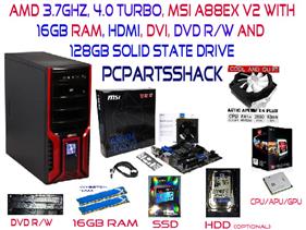 NEW! Gaming PC, MSI A88XM-E45 V2, AMD 3.7GHz (4.0GHz OC), 16GB RAM, 128GB SSD