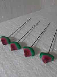 Watermelon poker, wedge, set appetizer spike, drink stirrer,cake tester, custompokersandmore
